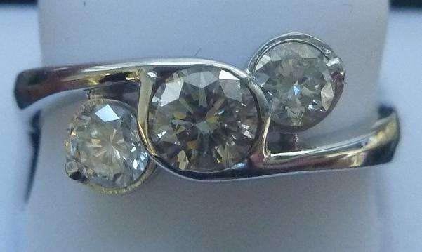 **DESIGNER RING [R36825]** 3 ROUND CUT [0.850ct] DIAMOND RING [WHITE GOLD] - BUY SAFE