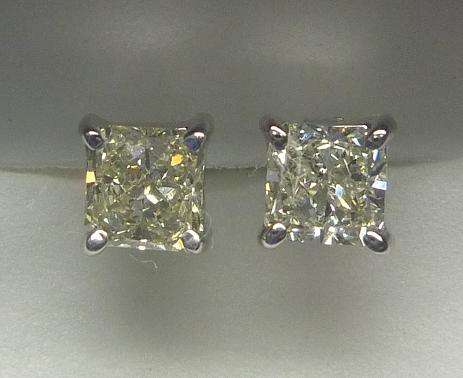 **MAGNIFICENT [R23019]** RADIANT CUT DIAMOND [0.450ct] EARRINGS [VVS] WHITE GOLD -  BUY SAFE