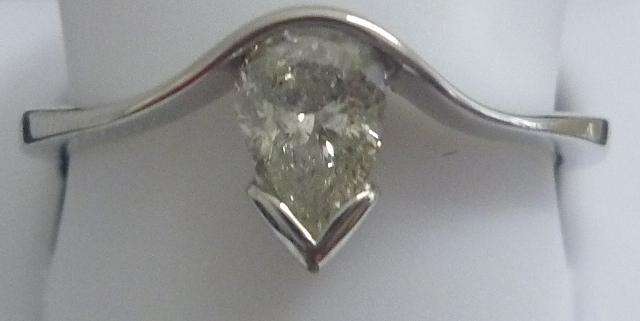 **DESIGNER [R21784]** PEAR SHAPE [0.430ct] DIAMOND RING [WHITE GOLD] - BUY SAFE
