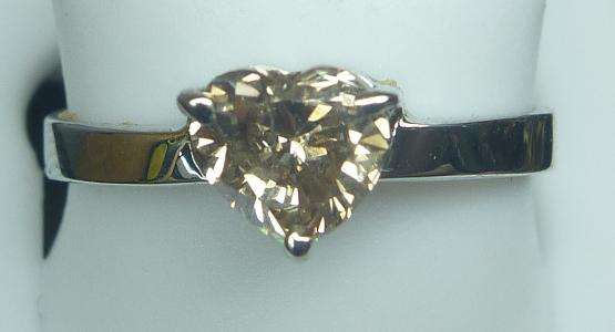 **RARE CHAMPAGNE [R31225]** HEART SHAPE [0.750ct] DIAMOND RING [WHITE GOLD] - BUY SAFE