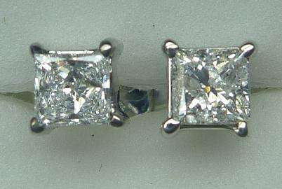 **SPECIAL [R22835]** PRINCESS CUT DIAMOND [0.420ct] EARRINGS [WHITE GOLD] -  BUY SAFE