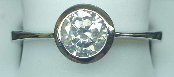 **TUBE DESIGN [R27528]** ROUND CUT [0.595ct] SOLITAIRE DIAMOND RING [WHITE GOLD] - BUY SAFE