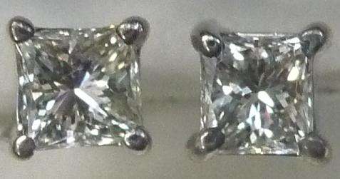 **SPECIAL [R26836]** PRINCESS CUT [VS2] DIAMOND [0.435ct] EARRINGS [WHITE GOLD] -  BUY SAFE