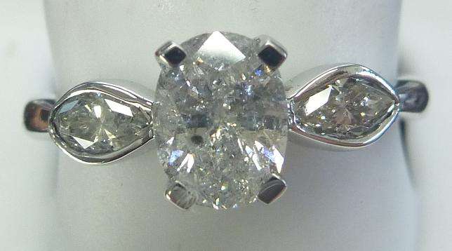 **CERTIFIED [R52875]** UNIQUE [1.230ct] DIAMOND RING [0.930ct CENTRE] 18KT [WHITE GOLD] - BUY SAFE