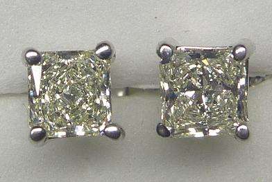 **MAGNIFICENT [R27015]** RADIANT CUT DIAMOND [0.495ct] EARRINGS [VVS] WHITE GOLD -  BUY SAFE