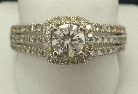 **3 ROW DESIGN [R47581]** HIGH QUALITY [1.010ct] DIAMOND RING [4.251g] SOLID WHITE GOLD - BUY SAFE