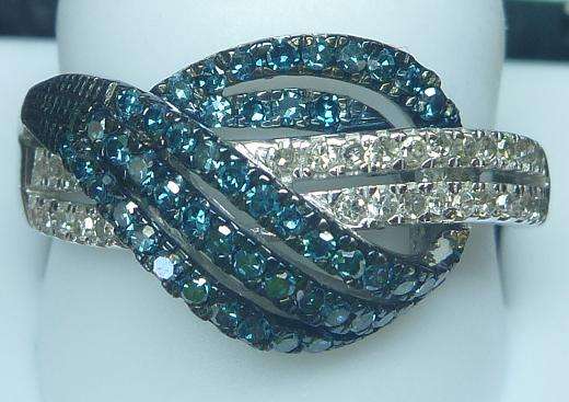 **WOW DESIGNER [R38365]** BLUE CENTRE [0.700ct] DIAMOND RING [3.385g] WHITE GOLD - BUY SAFE