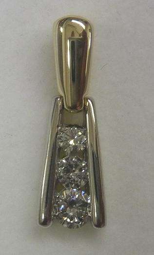 **GLITTERING [R28408]** DIAMOND PENDANT [0.650ct] TRILOGY ROUND CUT [WHITE/YELLOW GOLD] -  BUY SAFE