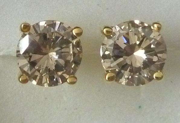**GORGEOUS [R37143]** DESIGNER SPARKLING [0.925ct] DIAMOND EARRINGS [YELLOW GOLD] - BUY SAFE