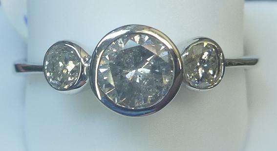 **DESIGNER RING [R38827]** SPARKLING 3 ROUND CUT [1.100ct] DIAMOND RING [WHITE GOLD] - BUY SAFE