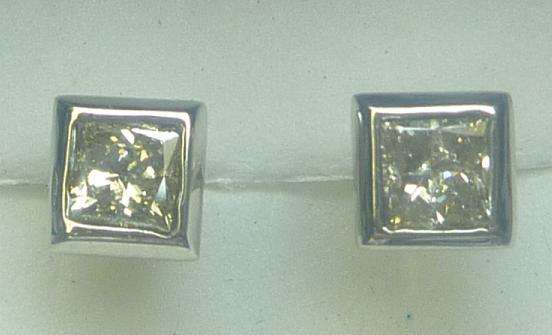 **SPECIAL [R28836]** PRINCESS CUT [SI3] DIAMOND [0.515ct] EARRINGS [WHITE GOLD] -  BUY SAFE
