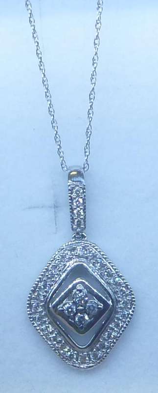 **GLITTERING [R31412]** DIAMOND PENDANT + CHAIN! [0.450ct] ROUND CUT [WHITE GOLD] -  BUY SAFE