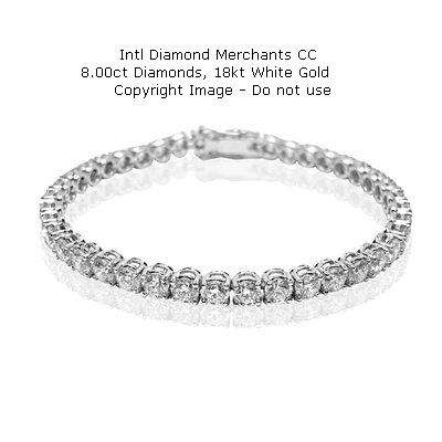 **8CTS WOW [R145396]** 4 CLAW DIAMOND [8.00cts] TENNIS BRACELET ROUND CUT [18kt WHITE GOLD]-BUY SAFE
