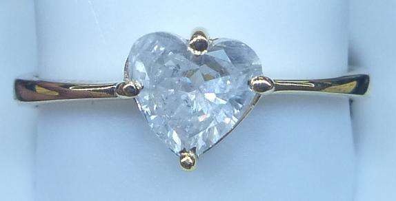 **RARE CUT [R34225]** BIG HEART SHAPE [0.899ct] DIAMOND RING [YELLOW GOLD] - BUY SAFE