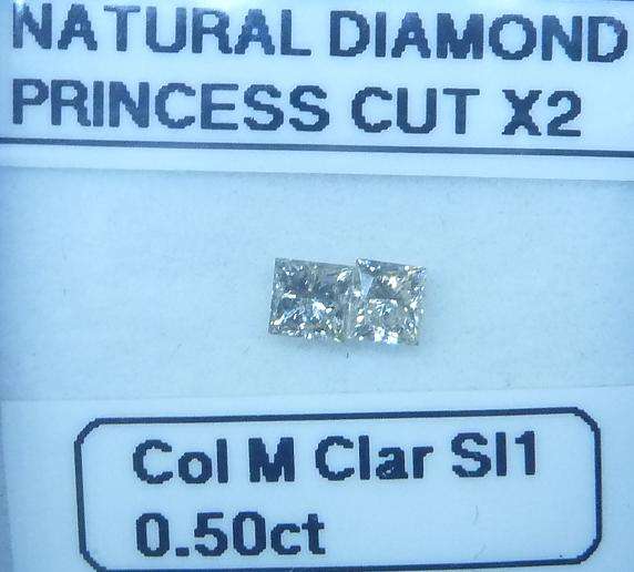 **NATURAL DIAMONDS** SPARKLING [0.400ct] PRINCESS CUT [PAIR] DIAMONDS STARTING AT R1 - BUY SAFE