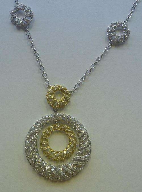 **GLITTERING [R41412]** DIAMOND NECKLACE [1.000ct] ROUND CUT [WHITE/YELLOW GOLD] -  BUY SAFE