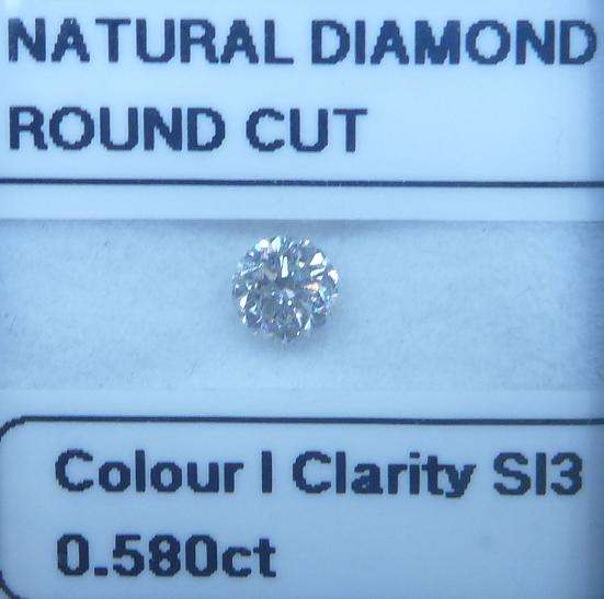 **NATURAL DIAMOND** SPARKLING [0.580ct] ROUND CUT [COLOUR I] DIAMOND STARTING AT R1 - BUY SAFE