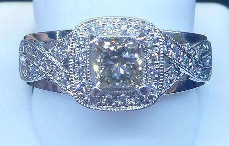 **CERTIFIED [R43419]** ITALIAN [1.017ct] PRINCESS CUT DESIGNER RING [WHITE GOLD] - BUY SAFE
