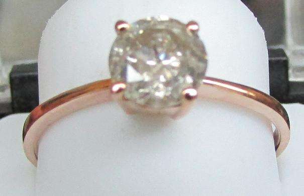 **HUGE SIZE [R38721]** ROUND CUT DIAMOND [1.035ct] RING [ROSE GOLD] - BUY SAFE