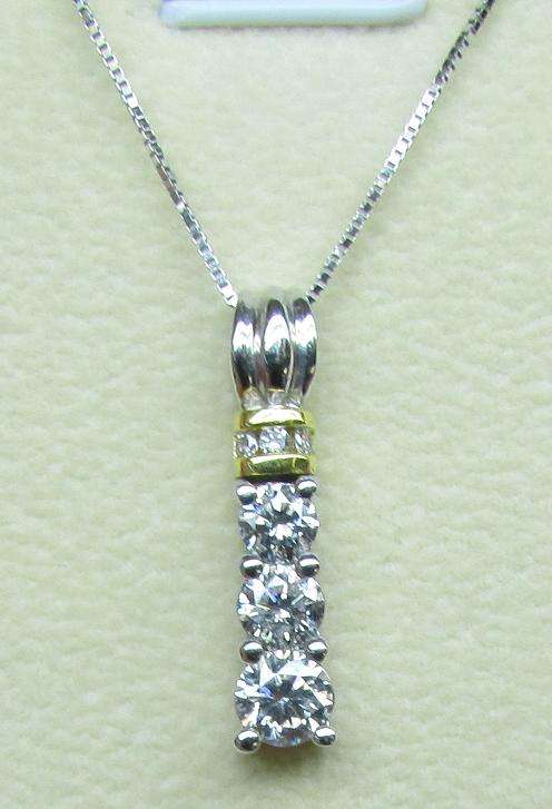 **GLITTERING [R48752]** TRILOGY DIAMOND [1.00ct] PENDANT + CHAIN [WHITE GOLD] ROUND CUT -  BUY SAFE