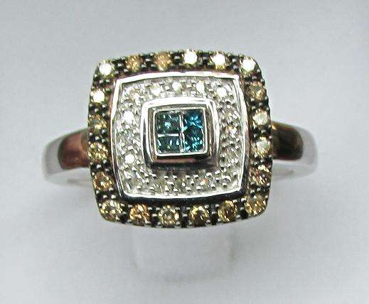 **WOW FACTOR [R35274]** BLUE / CHAM CENTRE [0.500ct] DIAMOND RING [2.999g] WHITE GOLD - BUY SAFE