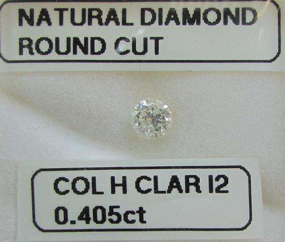 **NATURAL DIAMOND** SPARKLING [0.405ct] ROUND CUT [COLOUR H] DIAMOND STARTING AT R1 - BUY SAFE