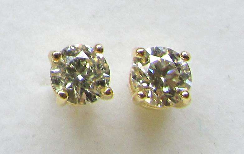 **ULTRA SPARKLY [R61209]** CLEAN [1.250ct] DIAMOND EARRINGS [18kt YELLOW GOLD] - BUY SAFE