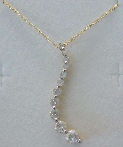 **JOURNEY DESIGN [R31704]** DIAMOND PENDANT + CHAIN! [0.650ct] ROUND CUT [YELLOW GOLD] -  BUY SAFE