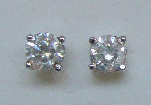 **SPARKLING [R31054]** ROUND CUT DIAMOND [0.595ct] EARRINGS [WHITE GOLD] -  BUY SAFE