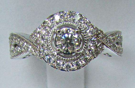 **SPARKLING DIAMONDS [R44763]** TWIST DESIGN [1.00ct] DIAMOND RING [3.938g] WHITE GOLD -BUY SAFE