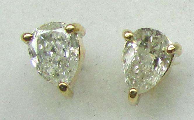 **BEAUTIFUL [R36857]** SPARKLING PEAR CUT [0.875ct] DIAMONDS [YELLOW GOLD] - BUY SAFE