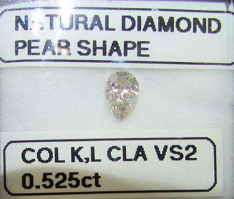 **LOVELY DIAMOND** SPARKLING [0.525ct] PEAR SHAPED [VS2] NATURAL DIAMOND - BUY SAFE