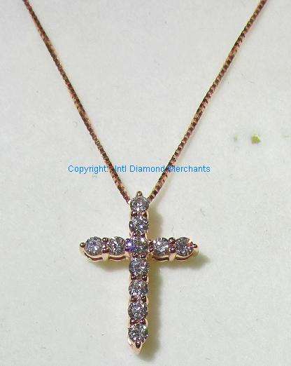 **GLITTERING [R21408]** DIAMOND [VS] CROSS PENDANT [0.350ct] ROUND CUT [ROSE GOLD] -  BUY SAFE