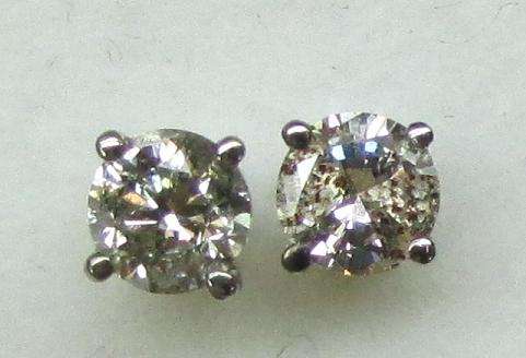 **SPARKLING [R29515]** ROUND CUT [0.615ct] DIAMOND EARRINGS [WHITE GOLD] - BUY SAFE