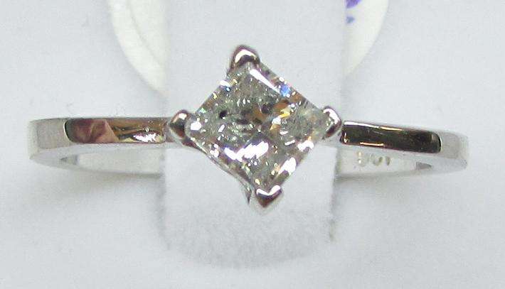 **GREAT VALUE [R27203]** DESIGNER PRINCESS CUT DIAMOND [0.475ct] RING [WHITE GOLD] - BUY SAFE