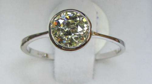 **TUBE DESIGN [R35297]** ROUND CUT [0.750ct] SOLITAIRE DIAMOND RING [WHITE GOLD] - BUY SAFE
