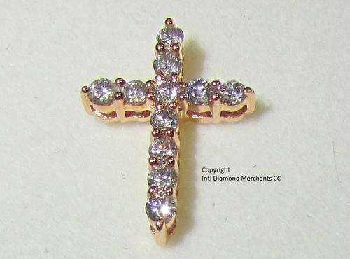 **GLITTERING [R20408]** DIAMOND [VS] CROSS PENDANT [0.300ct] ROUND CUT [ROSE GOLD] -  BUY SAFE