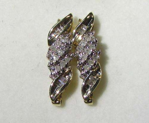 **GLITTERING [R26109]** NATURAL DIAMOND  [0.300ct] EARRINGS ROUND CUT [YELLOW GOLD] -  BUY SAFE