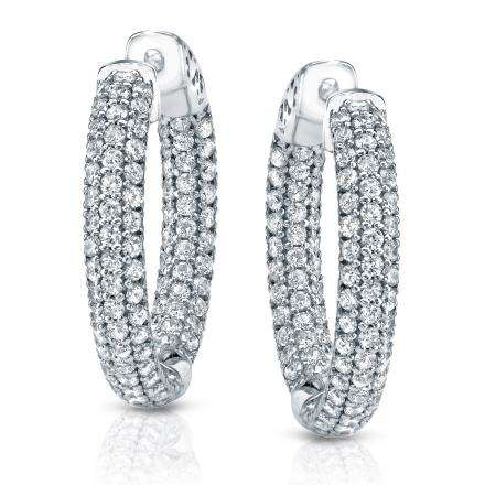 **DIAMOND HOOPS [R30074]** PAVE SET [0.700ct] DIAMOND EARRINGS [WHITE GOLD] -  BUY SAFE