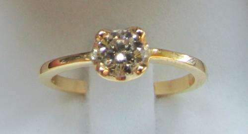 **4 CLAW DESIGN [R26528]** ROUND CUT [0.450ct] SOLITAIRE [SI1] DIAMOND RING [YELLOW GOLD] - BUY SAFE