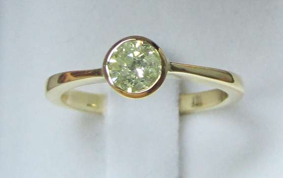 **TUBE DESIGN [R28528]** ROUND CUT [0.550ct] SOLITAIRE DIAMOND RING [YELLOW GOLD] - BUY SAFE