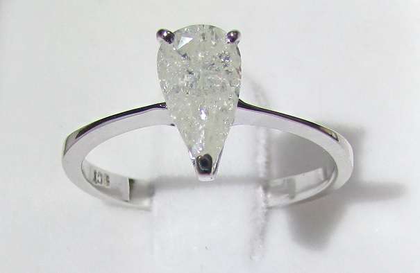 **BARGAIN BUY [R40716]** OUR FAMOUS 1CT DIAMOND PEAR CUT RING [1.125ct] WHITE GOLD - BUY SAFE