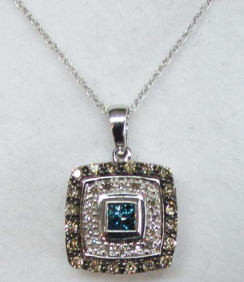**BE UNIQUE [R35274]** BLUE / CHAM CENTRE [0.500ct] DIAMOND PENDANT [2.580g] WHITE GOLD - BUY SAFE