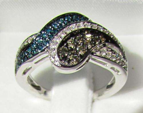 **WOW FACTOR [R45274]** BLUE / CHAM CENTRE [0.810ct] DIAMOND RING [4.235g] WHITE GOLD - BUY SAFE