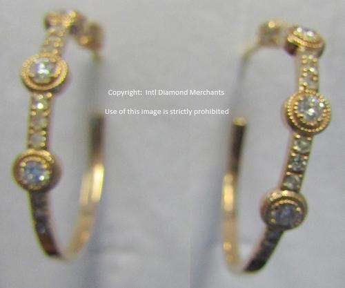 **DIAMOND HOOPS [R26593]** PAVE SET [0.550ct] DIAMOND EARRINGS [ROSE GOLD] -  BUY SAFE