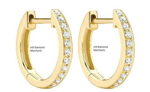 **DIAMOND HOOPS [R23217]** PAVE SET [0.285ct] DIAMOND EARRINGS [YELLOW GOLD] -  BUY SAFE