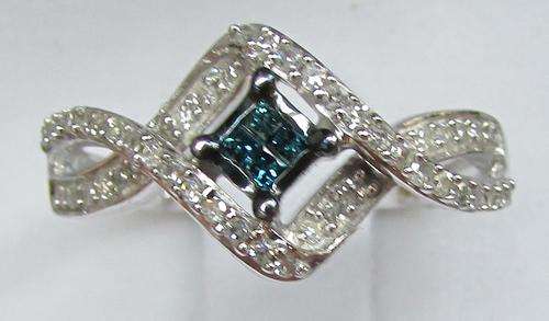 **ONCE-OFF DEAL [R28674]** BLUE CENTRE [0.400ct] DIAMOND RING [2.861g] WHITE GOLD - BUY SAFE