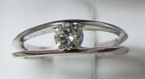 **SPLIT SHANK [R25893]** TENSION SET DESIGN ROUND CUT DIAMOND [0.305ct] RING [WHITE GOLD] - BUY SAFE