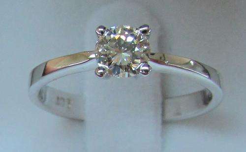 **4 CLAW DESIGN [R21967]** ROUND CUT [0.265ct] SOLITAIRE [SI2] DIAMOND RING [WHITE GOLD] - BUY SAFE