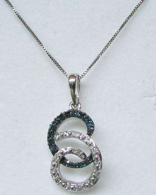 **BE UNIQUE [R25274]** BLUE / WHITE [0.300ct] DIAMOND PENDANT [1.438g] WHITE GOLD - BUY SAFE